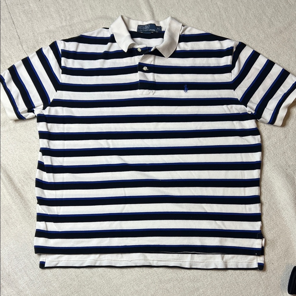 Ralph Lauren Navy and White Striped Polo